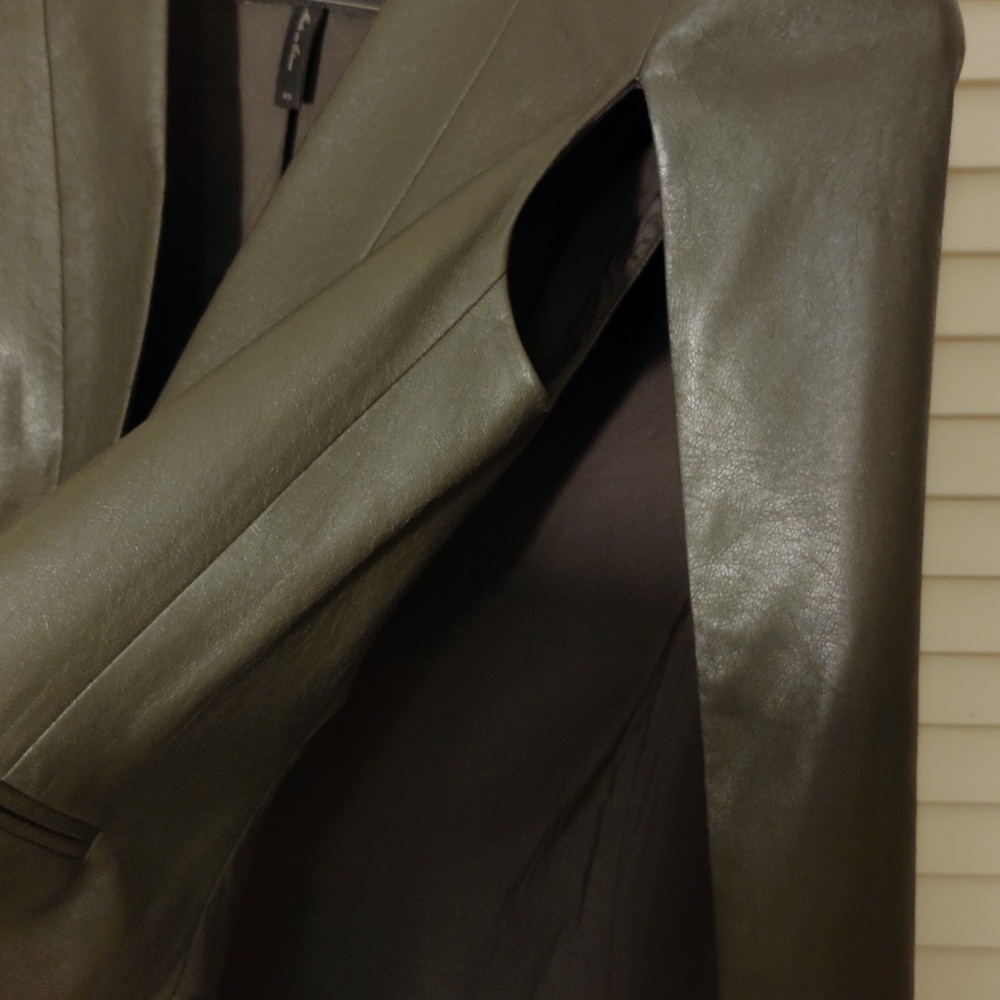 BCBGMaxAzria Black Faux Leather Cape Style Blazer - Picture 6 of 10